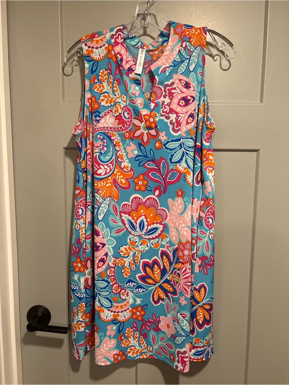 Sleeveless Paisley Floral Midi Dress in Turquoise by